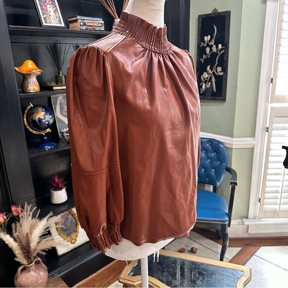 Faux-Leather Mock-Neck Top by INC International Concepts Size M - Picture 8 of 13